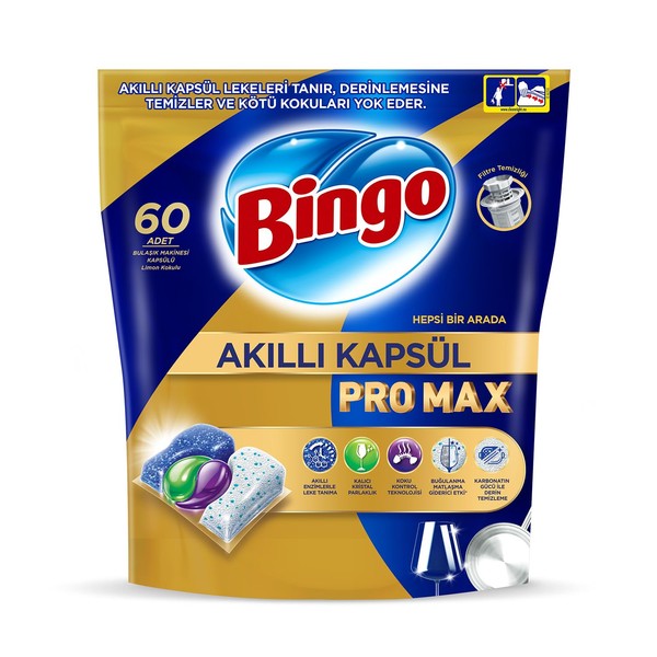 Bingo Akıllı Kapsül Pro Max Bulaşık Makinesi Deterjanı Tableti 60'lı