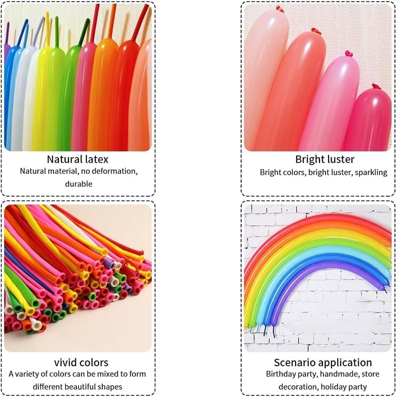 Pack of 200 Modelling Balloons, Long Balloons for Shaping, Long