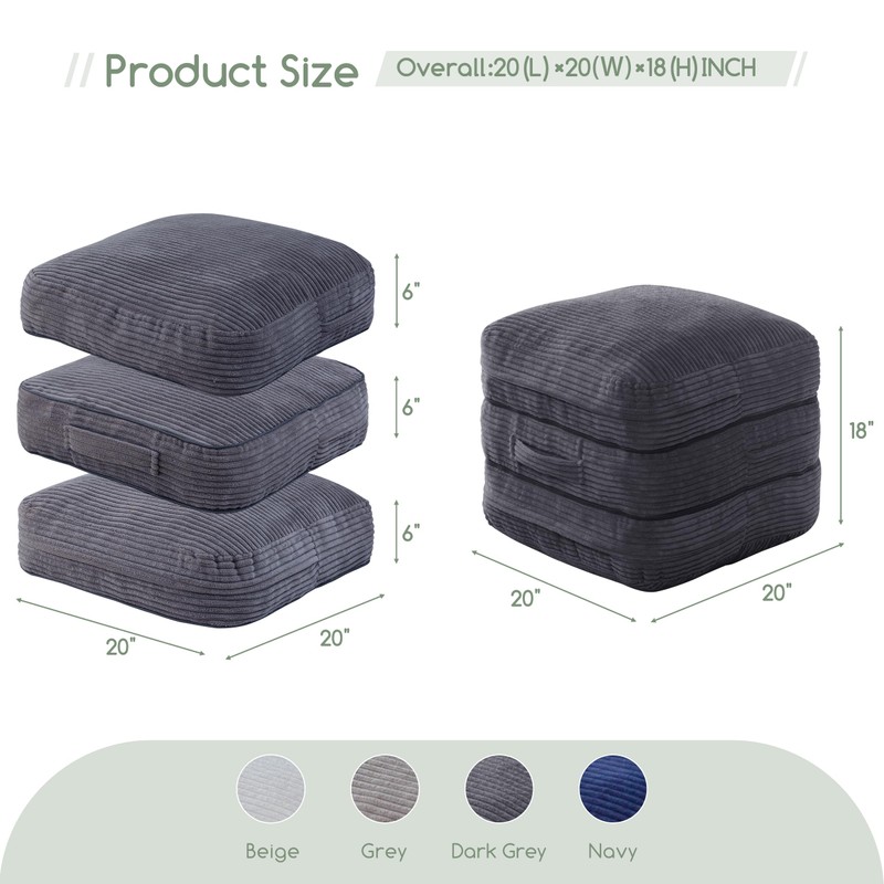 HIGOGOGO Pouf Ottoman Stuffed Square Modern Foam Filled Foot Rest