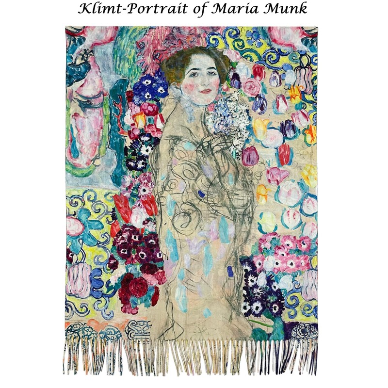 GFM® Wool Blend Cashmere Texture Painting Art Based Print Shawl