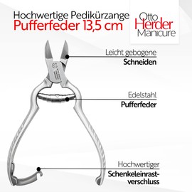 Nail Clippers Pedicure Pliers with Buffer Spring 13.5 cm Rustproof for Cutting Toenails and Fingernails