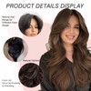 Dark Purple Highlight Layered Wavy Wig With Curtain Bangs for