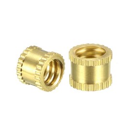 MACHSWON Knurled Insert Nuts-10Pcs 1/4-20x6mmx8mm Female Thread Brass Threaded Insert Embedment Nut for 3D Printer