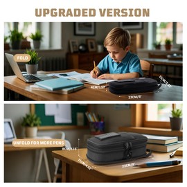 OneTigris Pencil Case for Boys - Pencil Pouch for Boys School Office Supplies Stationery, Zipper Multi-Slot Large Capacity Pencil Bag Organizer with Pens Sleeve Holder for Adults Children Men Women