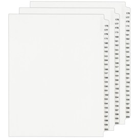 Avery Collated 176-200, Legal Exhibit Unpunched Dividers for Use with Any Binding System, 25 Side Tab Dividers Per Set, Helvetica Bold Type, 3 Sets (21861)
