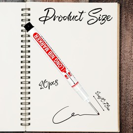 20 Drill Hole Markers, Deep Hole Marker and Hole Markers for Precise Marking, Edding Black, for Wood and Metal, Signal Pen, with Black Felt Pen, Easy to Carry