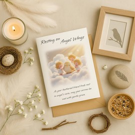 AAN Bird Sympathy Card – Pet Sympathy Card for Loss of Bird – Bird Memorial/Funeral Condolence for Bird Owner – Blank Inside, with Envelope – 5 x 8 in