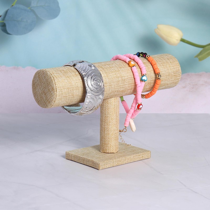 Bocar Black Velvet Bracelet Display Stand Jewelry Bangle T-Bar Display