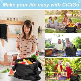 CiCiGo Reusable Grocery Shopping Bags Washable Foldable 6 Pack Tote Bags Heavy Duty Lightweight Folding Gift Bags Durable Polyester Black