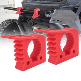 ADTOPI 2 Pack Shovel Holders, Quick-release Rubber Clamp Mounting Bracket 1-1/5 Inch to 1-1/2 Inch Diameter Tools Clamp Mount for RVs UTVS ATVS Truck Trailers Off-road Vehicles- Red