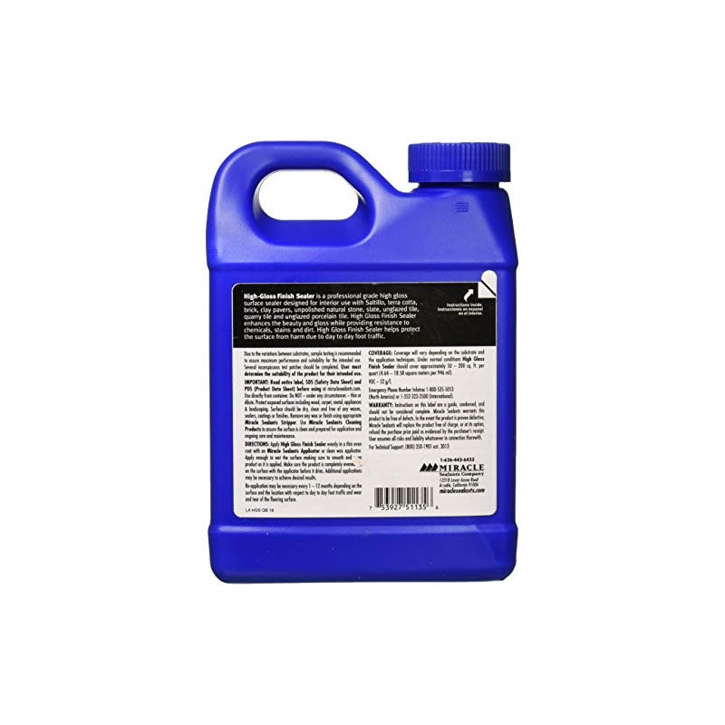 Miracle Sealants High-Gloss Finish Sealer for Tile & Stone, Water-Based,