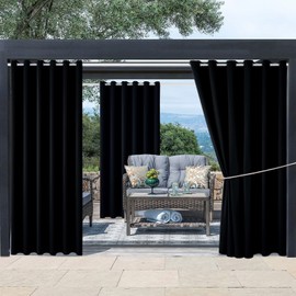Outdoor Indoor Curtains W84 x L84 for Patio - Weather-resistant Window Panels Privacy Protect Grommet Top Thermal Insulated Home Curtain for Porch Pergola Lawn Garden Hot Tub Area (2 Panels)