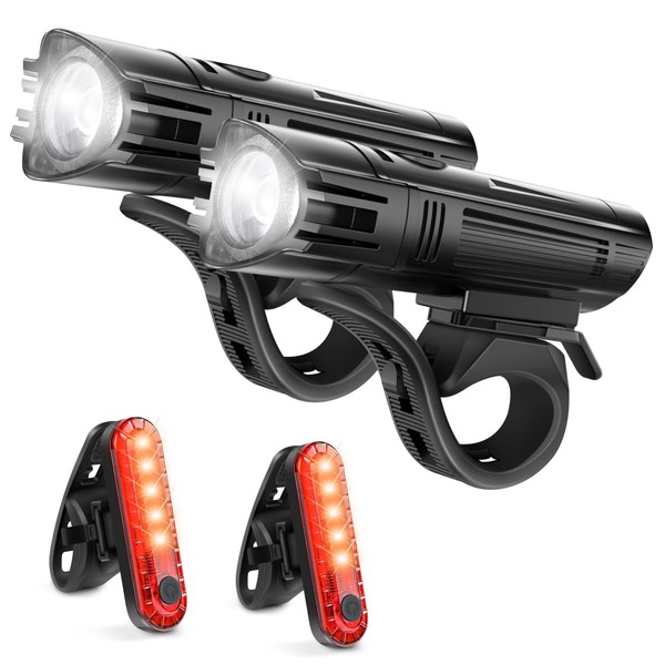 Ascher Ultra Bright USB Rechargeable Bike Light Set, Powerful Bicycle