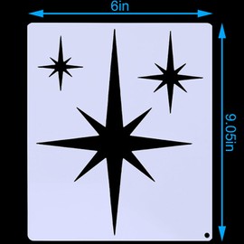 XGNG 6pcs Sparkling Star Pattern Painting Stencil Reusable Plastic Wall Painting Stencil Wooden Decorative Crafts for Painting on Wall Doors
