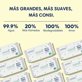 Consi Toallitas Húmedas Bebé, 99.9% Agua, Sin Químicos 960pz