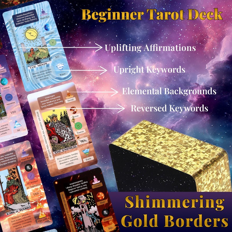 XSYLOHXL Tarot Cards with Meanings on Them for Beginners Classic