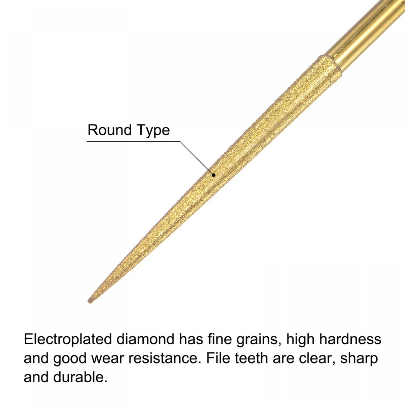 sourcing map Diamond Needle Files, 4mm x 160mm Titanium Coated