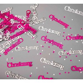 5pcs 14 Gram Pink & Silver Christening Confetti Table Scatter Glitz Sprinkles Stardust Baby Boy Girl Party Tableware Baptism Decorations