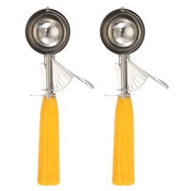 uxcell 2 Pcs Cookie Scoops, Ice Cream Scoop with Trigger for Baking Cookie Dough Rice Pudding Kitchen Gadget, Yellow
