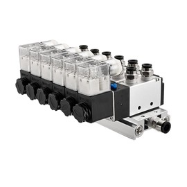 Heschen Electrical Pneumatic 6 Solenoid Valve 4V210-08 AC220V PT1/4 5 Way 2 Position Manifold Base Muffler Quick Fittings Set