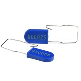 LeadSeals 100PCS Plastic Padlock Security Seals Metal Wire Padlocks Electric Meter Lockout Tags Disposable Anti-Tamper Lock Numbered Anti Tamper Tags Blue