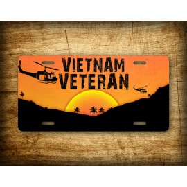 SignsAndTagsOnline.com Vietnam Veteran Combat Wounded UH-1 HUEY Sunset License Plate Bell Iroquois Tag