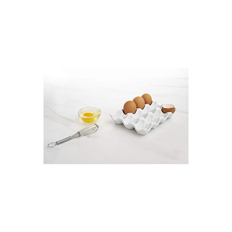HIC Kitchen Crate, Fine White Porcelain, Holds 1 Dozen Eggs