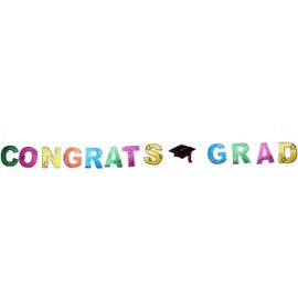 Beistle Glittered Congrats Graduate Streamer, 8-1/2-Inch by 10-Feet, Multicolored