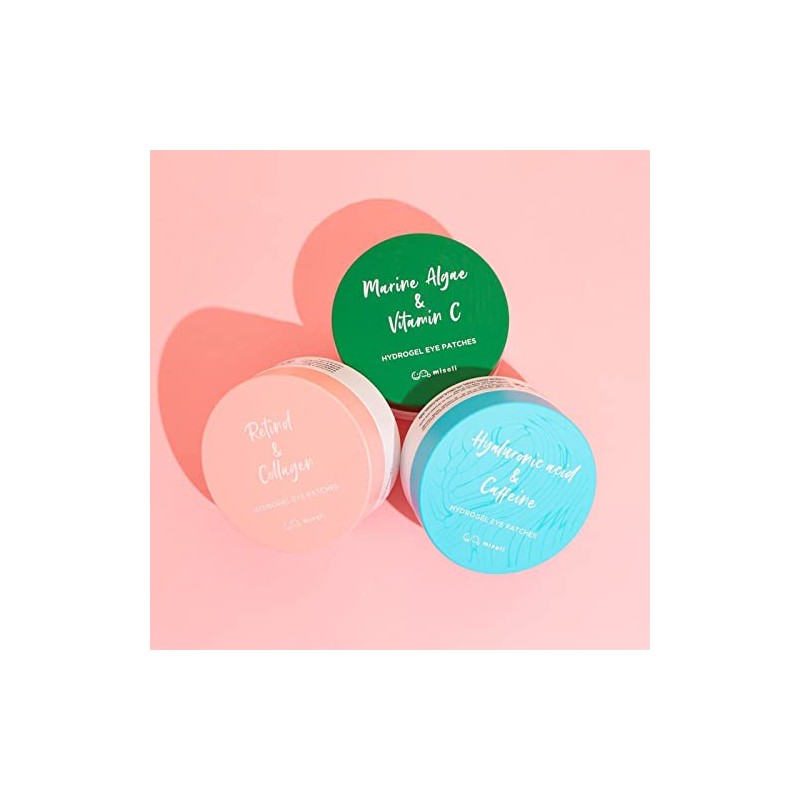 Parches para ojos de hidrogel de retinol y colágeno, Rosado