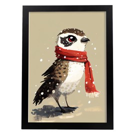 Nacnic Fish Hawk Poster in Watercolour Style. Illustrations of Cute Baby Animals wearing Red for Children's Rooms. Interior Design and Decoration. Size A3.