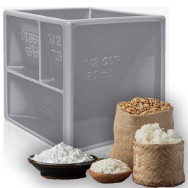 All-in-One Measuring Cube for Cooking and Baking - Replace Spoons and Cups - Kitchen Gadget Utensil - Helps with Organization and Storage - Easy-to-Clean, Dishwasher-Safe (Grey)