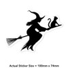 Small 100mm 'Witch & Cat On Broomstick' Clear Static Window