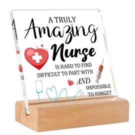 Nurse Appreciation Gift, Best Nurse Gifts, Nurse Week Day Gifts, Nurse Retirement Farewell Going Away New Job Leaving Gift, Birthday Christmas Gifts for Nurse - Clear Plaque Sign With Wooden Stand