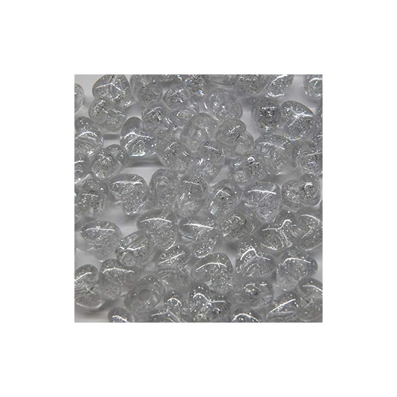 Heart Beads Silver Glitter Sparkle Large Pony Beads Pk/50 Made