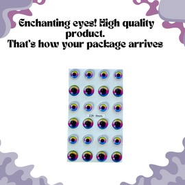 Ojitos Adhesivos 3D 3D Resin Adhesive or Self-Adhesive Eyes for All Types of Materials, Crafts, Decoration - 12 Pairs in White with Multicolore, 9mm Wide