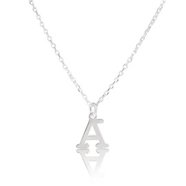 PERORNO 925 Sterling Silver Initial M Necklace 45cm Chain Letter Pendant Gift, Sterling Silver, Diamond