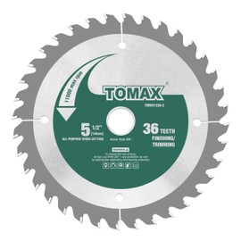 TOMAX 2 Pack 5-1/2 Inch 36 Tooth ATB Finishing and Trimming Saw Blade, Cordless Trim Saw Blade with 5/8-Inch Arbor (1/2-Inch and 10-mm Reducer Bushings Include)