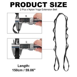 PATIKIL 22KN Adjustable Daisy Chain Yoga Extend Belt 1.5M, 2 Pcs Nylon Climbing Sling Straps for Home Workout Exercise Pilates Gymnastics, Black