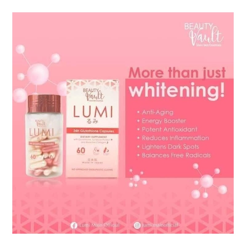 BEAUTY VAULT LUMI 24H Glutathione Capsules (60 Caps) 1 Box