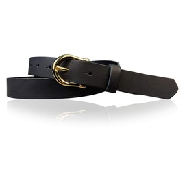FRONHOFER Slim Belt Women's Gold-Plated Buckle 2.2 cm Women's Belt Horseshoe Buckle Gold 17875, black