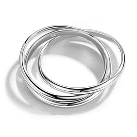 Meilanduo 925 Sterling Silver Ring Triple Interlocked Rolling High Polish Ring Size 5-11 for Men & Women (6)