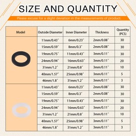 Rustark 256Pcs Plumbing Rubber Washers Silicone Gasket Flat O Ring Washer Assortment Kit Faucet Shower Head Washers for Garden Hose Sink Faucet Repair and Replacement