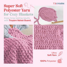 Chunky Chenille Yarn by Troyarn,Super Bulky, Soft, Fluffy Plush Yarn Crocheting, Knitting, Hand Knitting, Blanket Making, Jumbo Skeins for Arm Knitting, Home Décor-4x200gr / 4x28yd(121124-Pink)