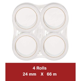 4 Packs Transparent Packing Tape 24mm x 66m – Extra Long Packaging Sellotape General Purpose Cellotape for Parcels, Sticky Sealing, Crafts and Dispensers.
