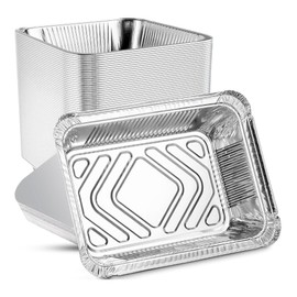 Aluminium Foil Trays with Lids 20 Pack, 15x12x5cm Rectangular Disposable Tin Foil Containers with Extra Strong Lids, Sturdy Reusable Takeaway Containers for Food Storage, Lunch, Baking and Party