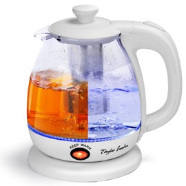 Taylor Swoden Electric Kettle with Tea Infuser, 1L Small Electric Tea Kettle with Keep Warm, LED Light Hot Water Boiler & Heater for Coffee & Tea, Auto Shut-Off & Boil Dry Protection, BPA Free, White