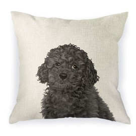 WIRESTER Sofa Pillow Case, Decorative Throw Pillow Cushion Cover for Home Office 18 x 18 Inch, Cute Grey Toy Poodle