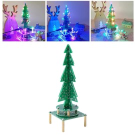 Electronic Christmas Tree, DIY Colorful LED Christmas Tree Kit, Rotating with Adjustable LED Cycles and Bottom LED Breathing, Soldering Stations