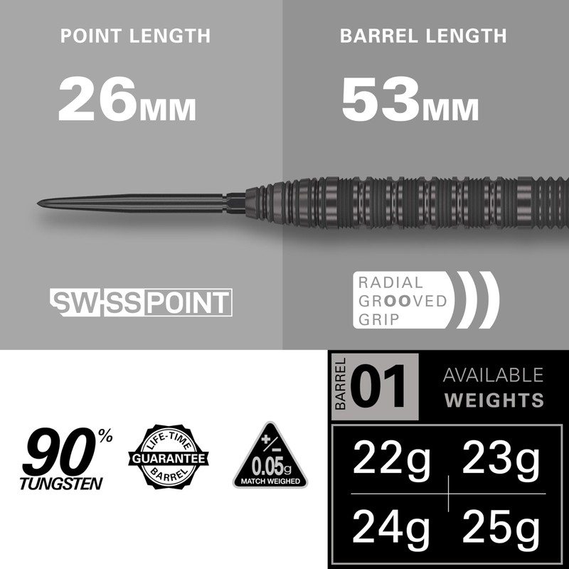 TARGET Darts Bolide Void 01 25G 90% Tungsten Swiss Point