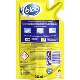 Bloo Total Bathroom Refill Lemon, Easy to Refill, Removes Limescale and Dirt, 250 ml